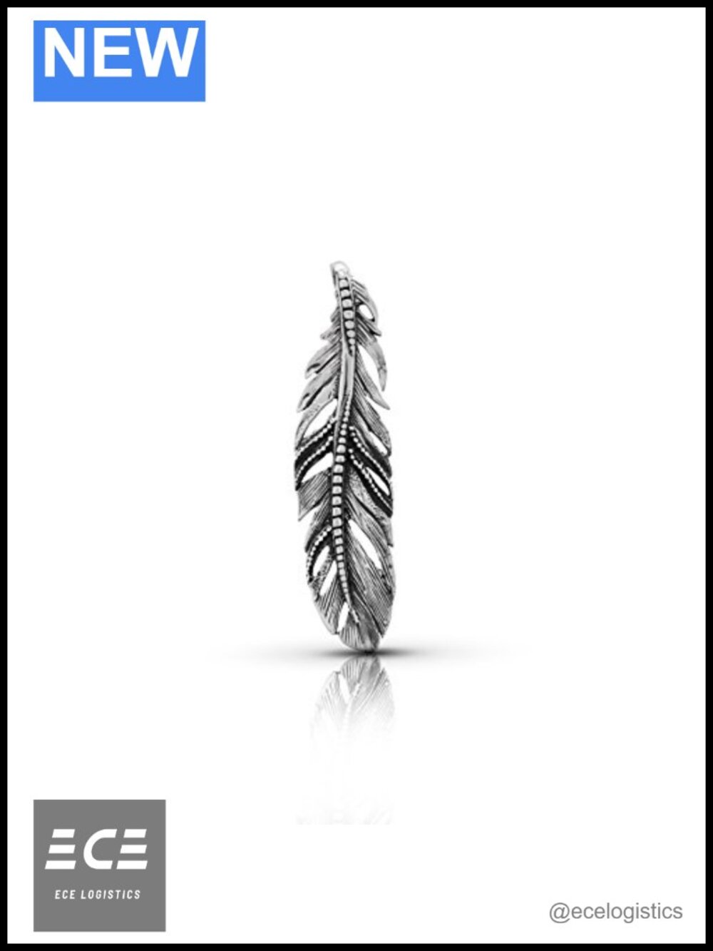 Big Feather Pendant 925 Sterling Silver Native American Tribal Bohemian